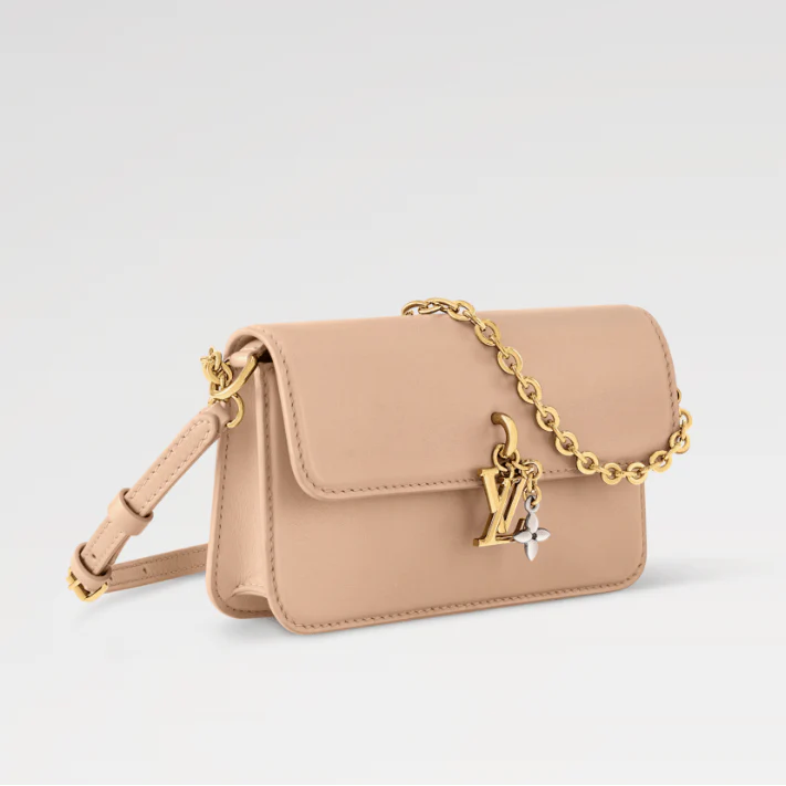 OUVALIA Luxury Edit | Louis Vuitton Bouncing Wallet On Chain LV Bloom – Beige