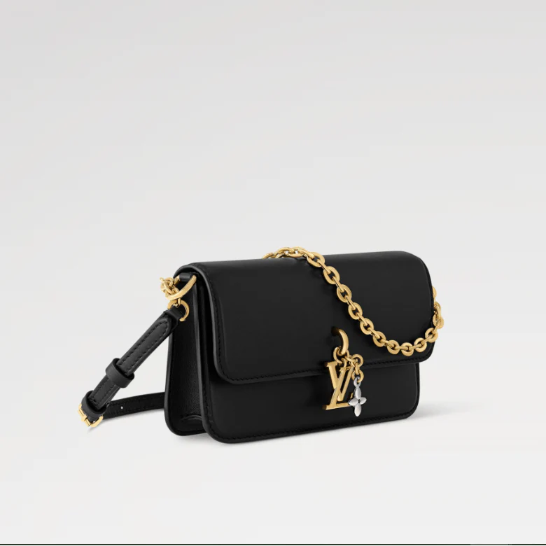 OUVALIA Luxury Edit | Louis Vuitton Bouncing Wallet On Chain LV Bloom – Black Crossbody Bag
