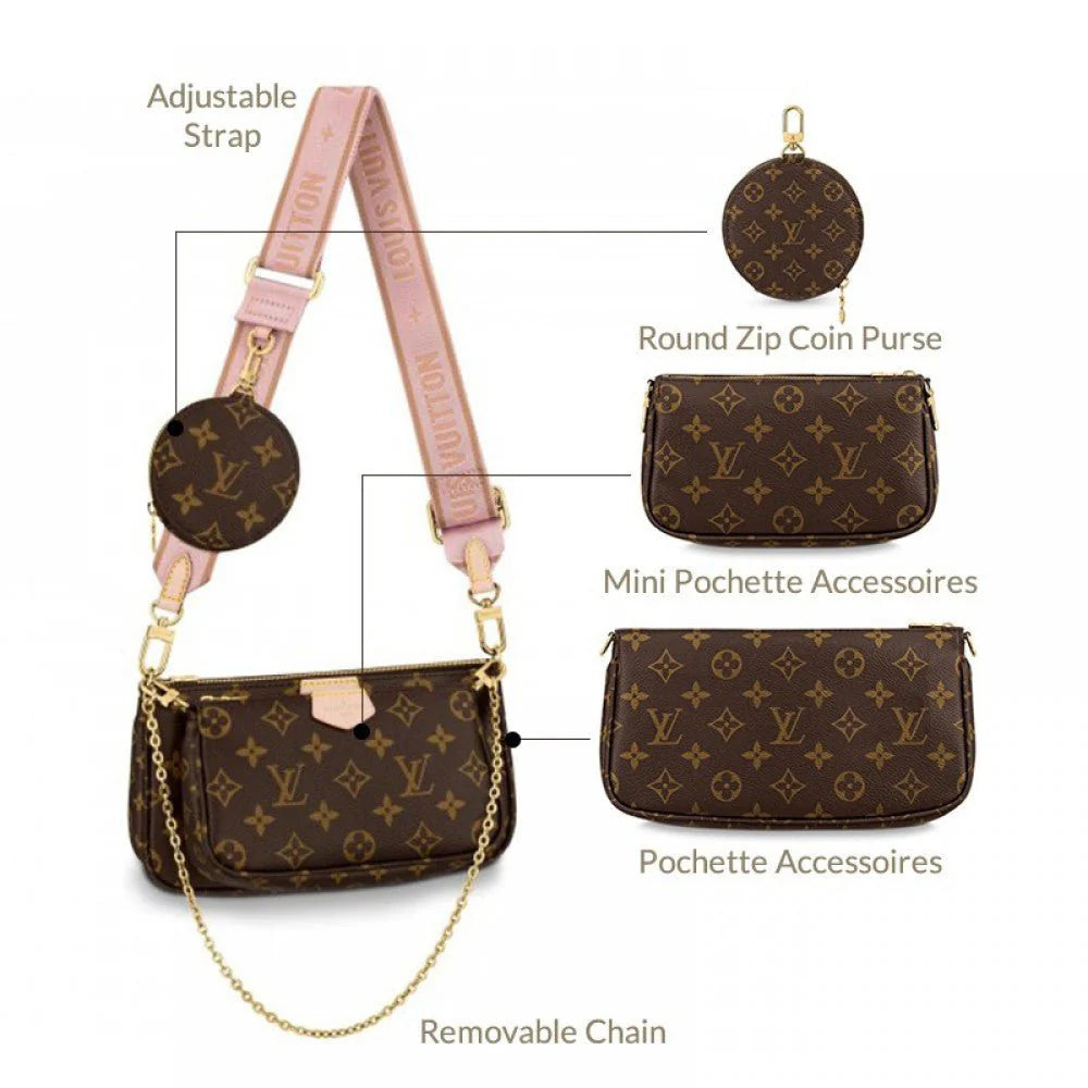 OUVALIA Luxury Edit | Louis Vuitton Multi Pochette Accessoires Monogram Canvas Rose Clair