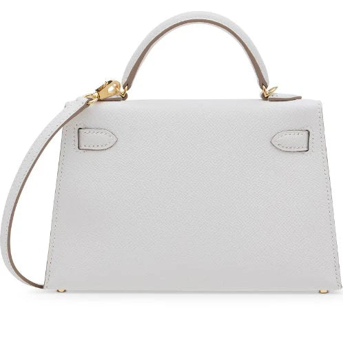 OUVALIA Luxury Edit | Hermès Mini Kelly In Epsom Leather In White With Gold Hardware
