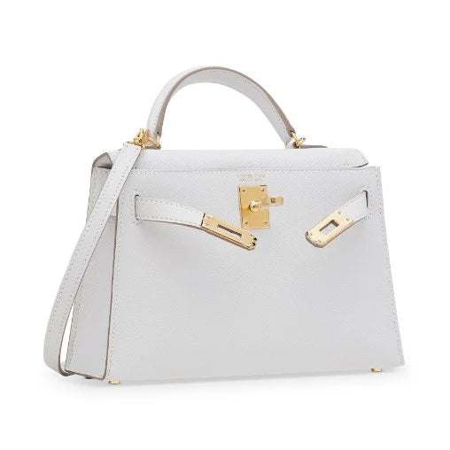 OUVALIA Luxury Edit | Hermès Mini Kelly In Epsom Leather In White With Gold Hardware