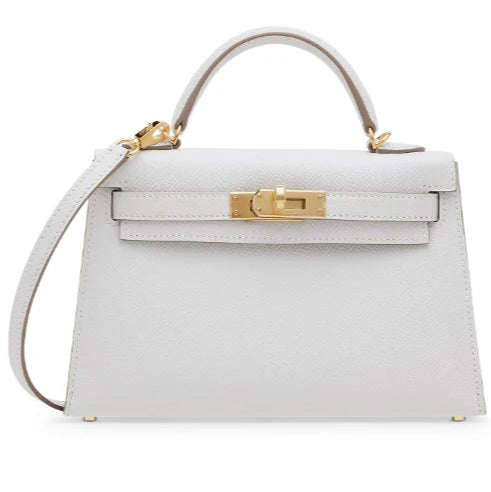 OUVALIA Luxury Edit | Hermès Mini Kelly In Epsom Leather In White With Gold Hardware