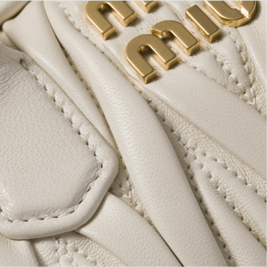 OUVALIA Luxury Edit | Miu Miu Arcadie Matelasse Leather S Narrow-Bag White