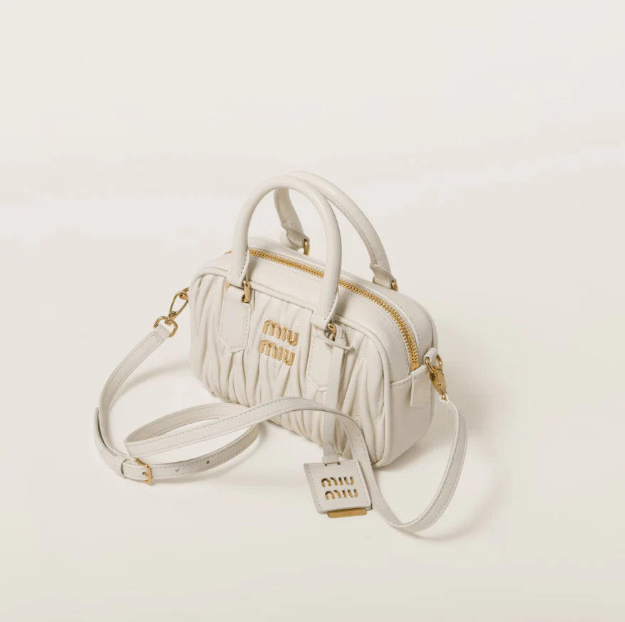 OUVALIA Luxury Edit | Miu Miu Arcadie Matelasse Leather S Narrow-Bag White