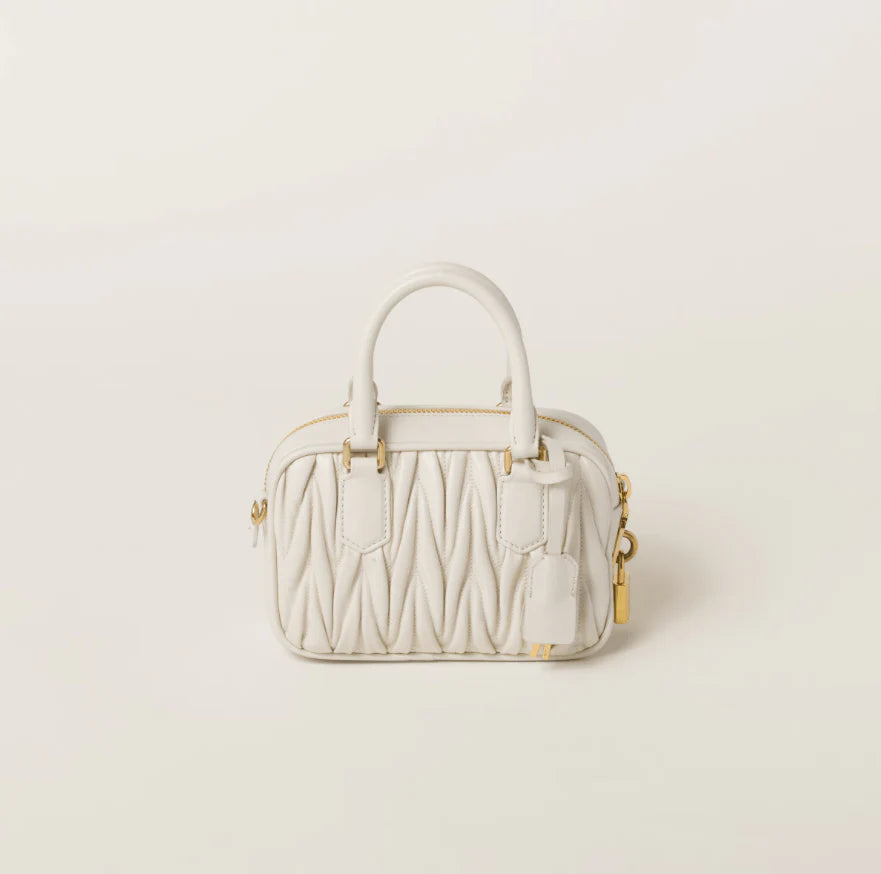 OUVALIA Luxury Edit | Miu Miu Arcadie Matelasse Leather S Narrow-Bag White