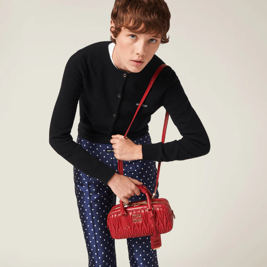 OUVALIA Luxury Edit | Miu Miu Arcadie Matelassé Nappa Leather -Bag Red