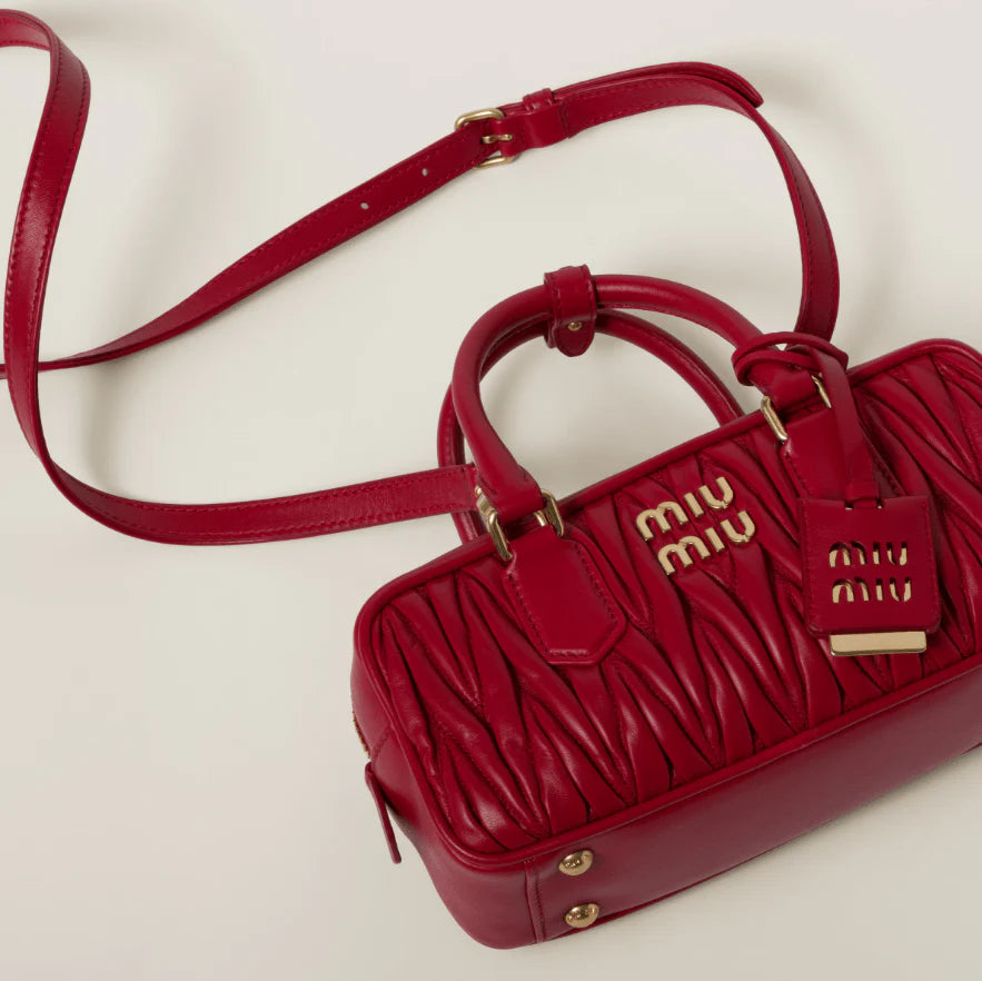 OUVALIA Luxury Edit | Miu Miu Arcadie Matelassé Nappa Leather -Bag Red
