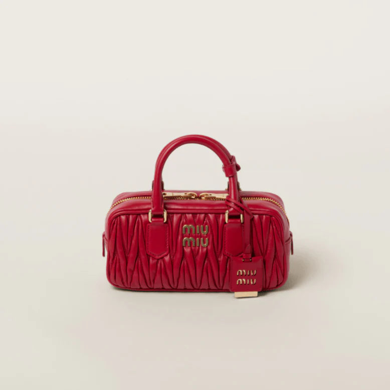 OUVALIA Luxury Edit | Miu Miu Arcadie Matelassé Nappa Leather -Bag Red