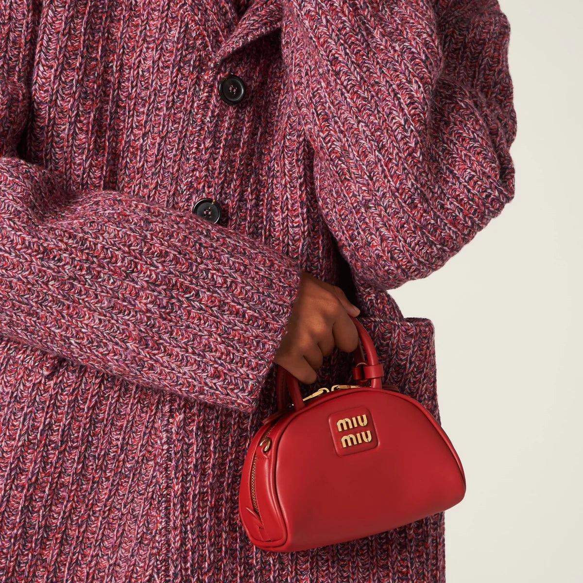 OUVALIA Luxury Edit | Miu Miu Top-Handle Bag In Leather With Gold-Tone Hardware Red