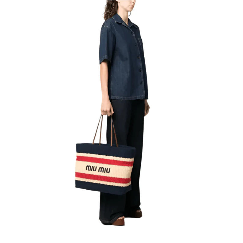 OUVALIA Luxury Edit | Miu Miu Logo-Print Tote Bag