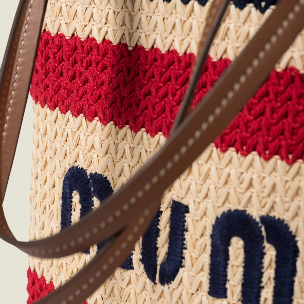 OUVALIA Luxury Edit | Miu Miu Raffia-Effect Woven Tote Bag