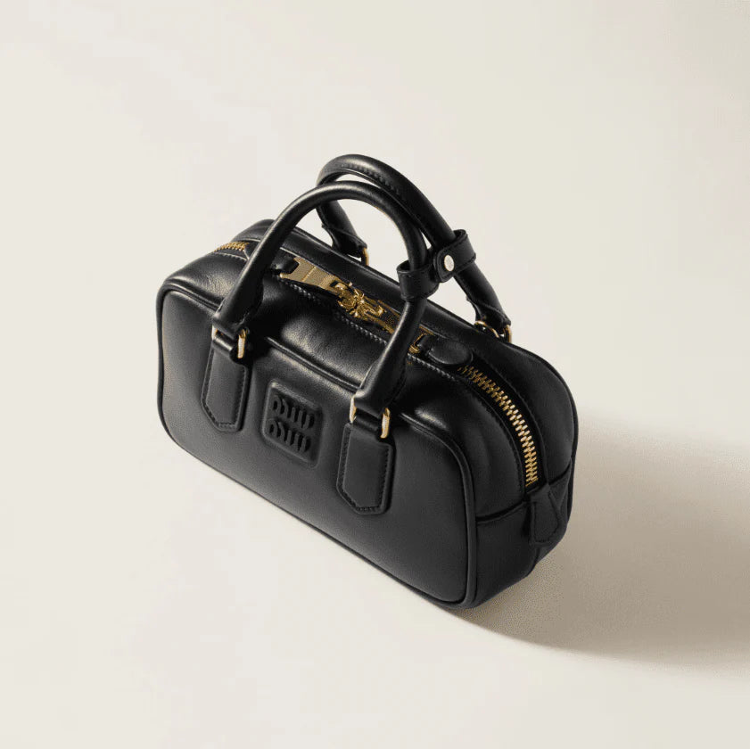 OUVALIA Luxury Edit | Miu Miu Regular Arcadie Leather Bag Black