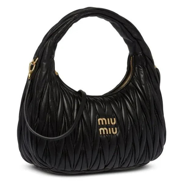 OUVALIA Luxury Edit | Miu Miu Small Miu Wander Black Matelassé Bag