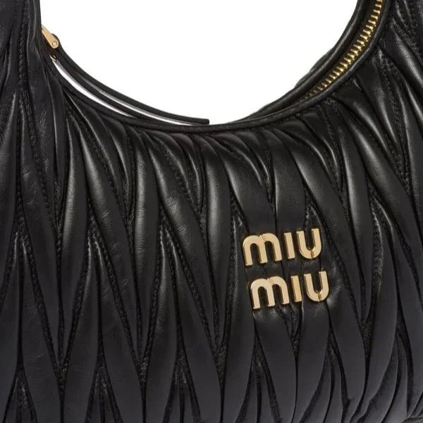 OUVALIA Luxury Edit | Miu Miu Small Miu Wander Black Matelassé Bag