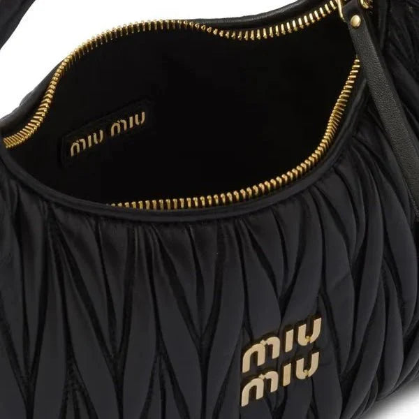 OUVALIA Luxury Edit | Miu Miu Small Miu Wander Black Matelassé Bag