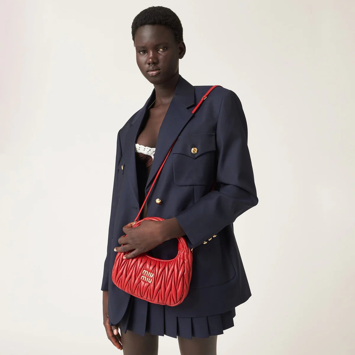 OUVALIA Luxury Edit | Miu Miu Small Miu Wander Red Matelassé Bag