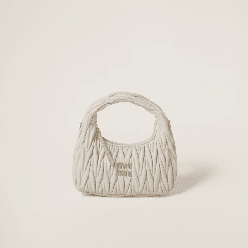 OUVALIA Luxury Edit | Miu Miu Small Wander Quilted Nappa Leather Hobo Bag
