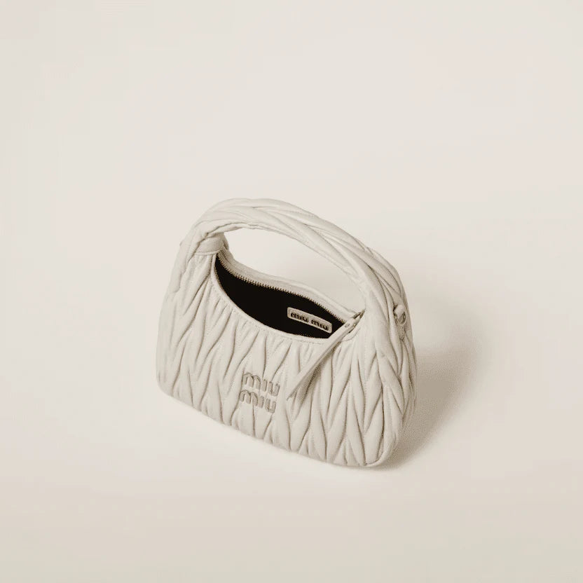 OUVALIA Luxury Edit | Miu Miu Small Wander Quilted Nappa Leather Hobo Bag