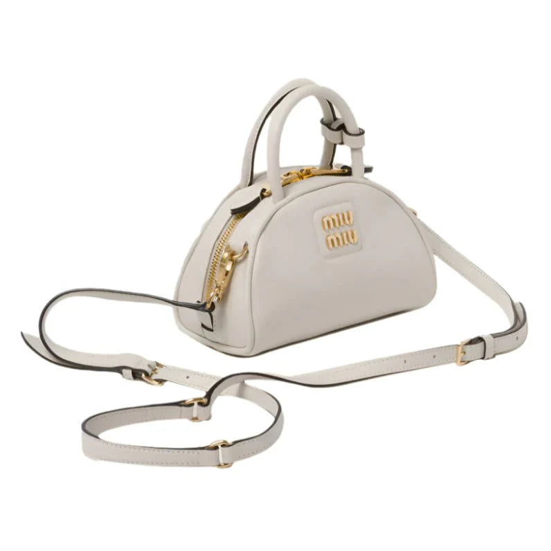 OUVALIA Luxury Edit | Miu Miu Vernice Branded Leather Top-Handle Bag