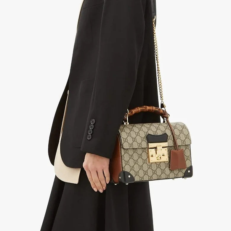 OUVALIA Luxury Edit | Gucci Padlock Bamboo-Handle GG Supreme Handbag