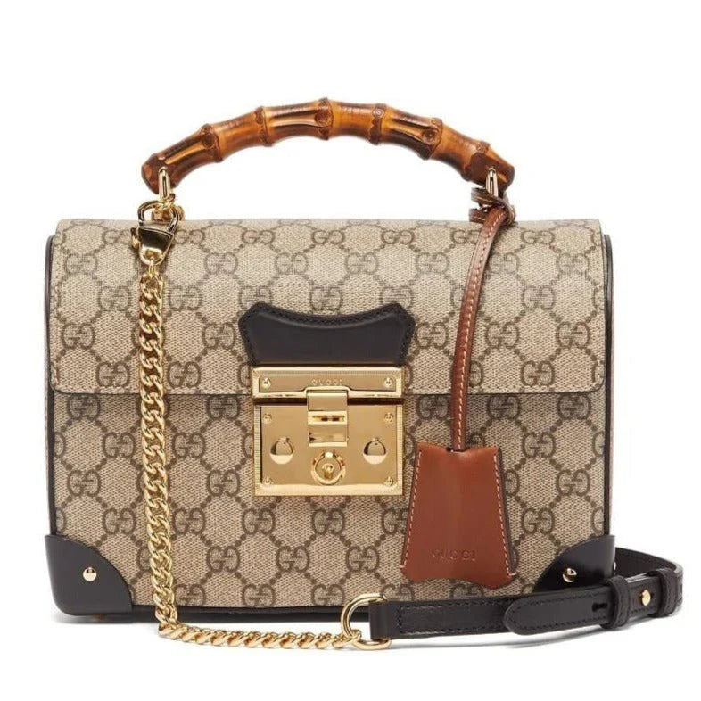 OUVALIA Luxury Edit | Gucci Padlock Bamboo-Handle GG Supreme Handbag