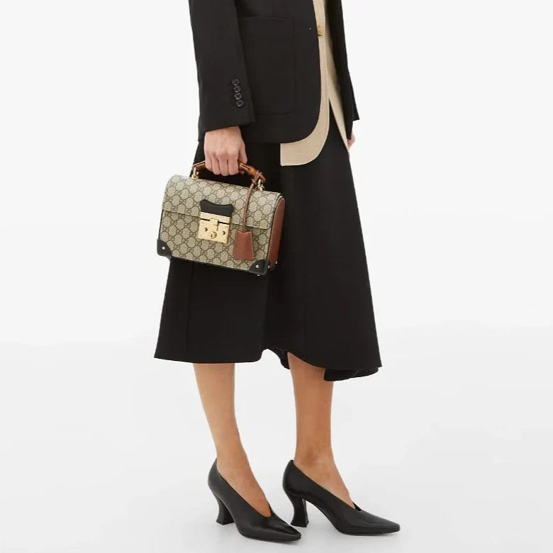 OUVALIA Luxury Edit | Gucci Padlock Bamboo-Handle GG Supreme Handbag
