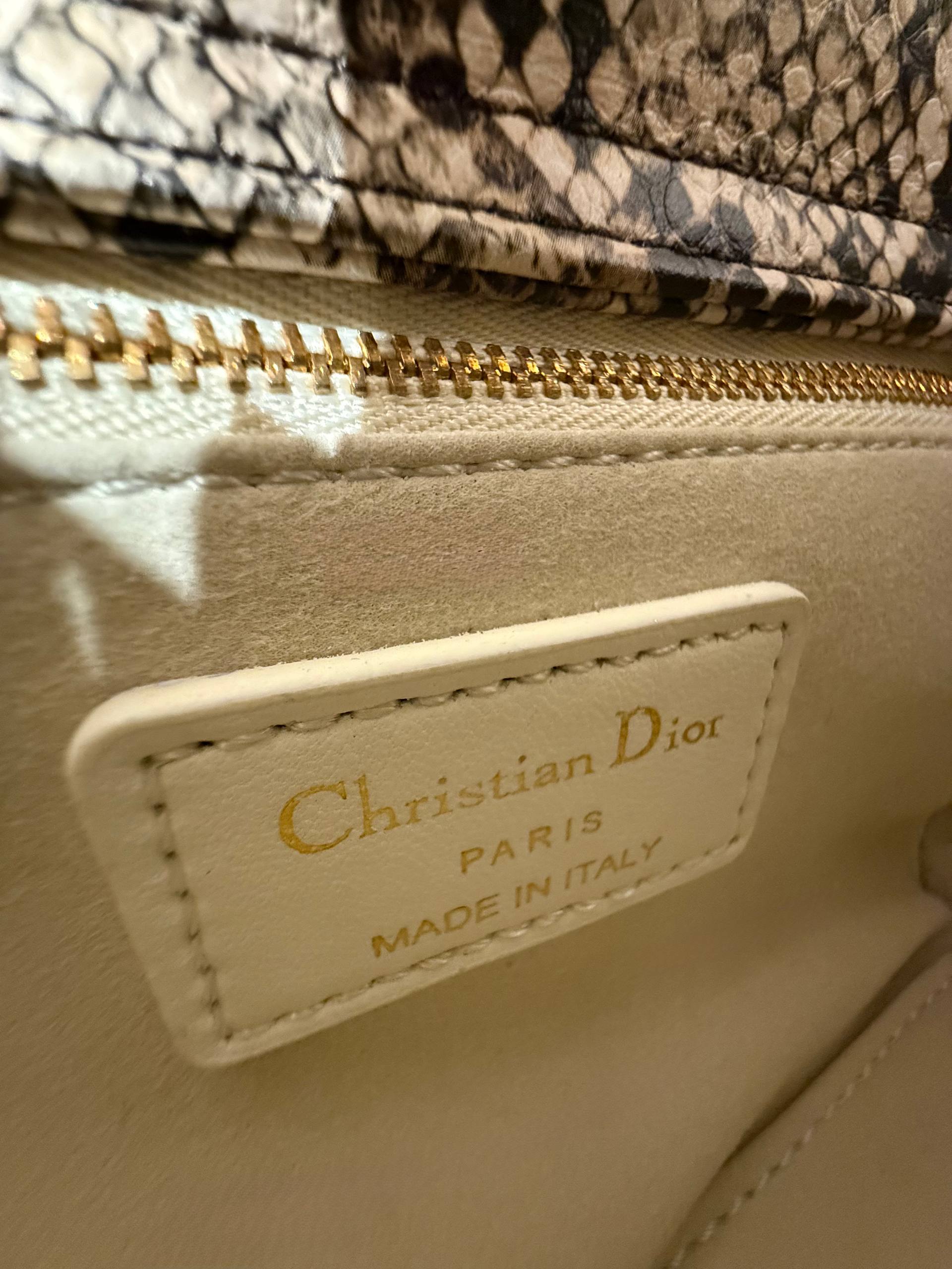 OUVALIA Luxury Edit | Dior Small Lady Dior Bag white Cannage Lambskin and Multicolor Python Light Gold Hardware