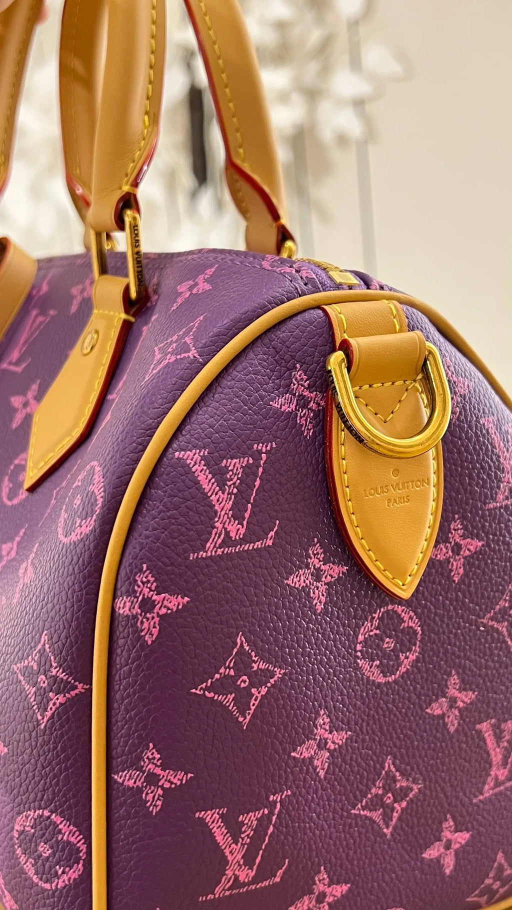 OUVALIA Luxury Edit | Louis Vuitton Speedy Bandoulière Bag Purple Monogram with Pouch