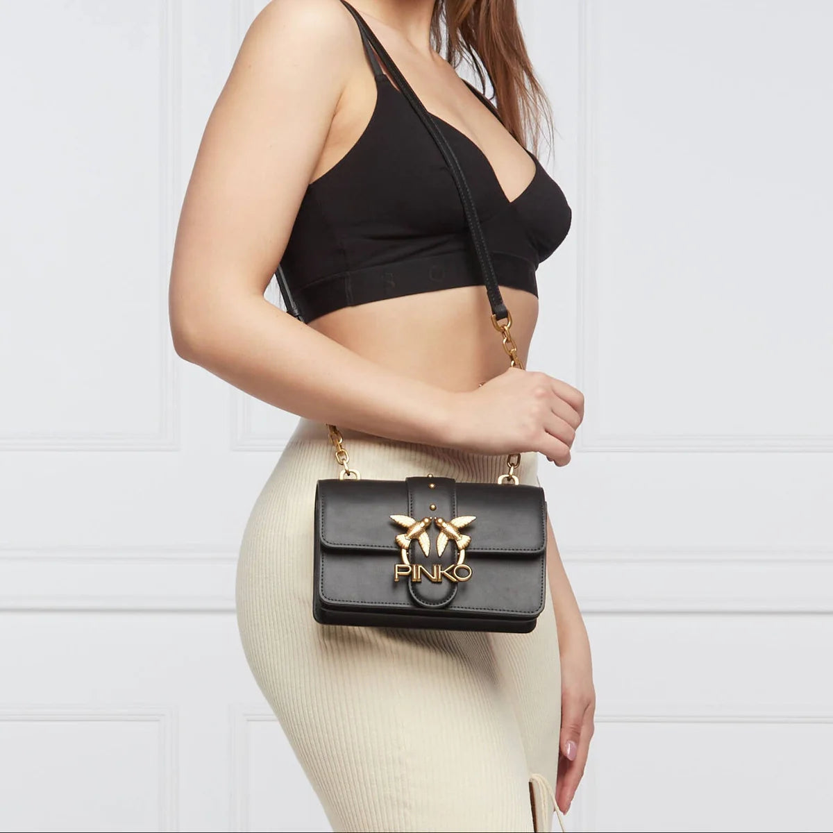 OUVALIA Luxury Edit | Pinko Leather Shoulder Bag Love Mini Icon