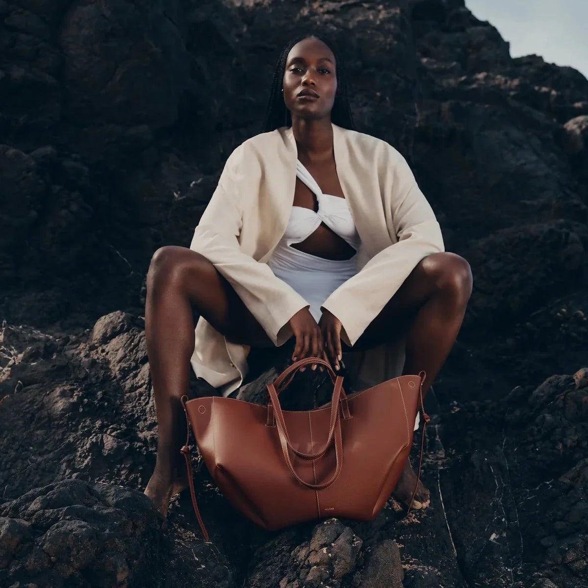 OUVALIA Luxury Edit | Polène Cyme Edition Textured Cognac