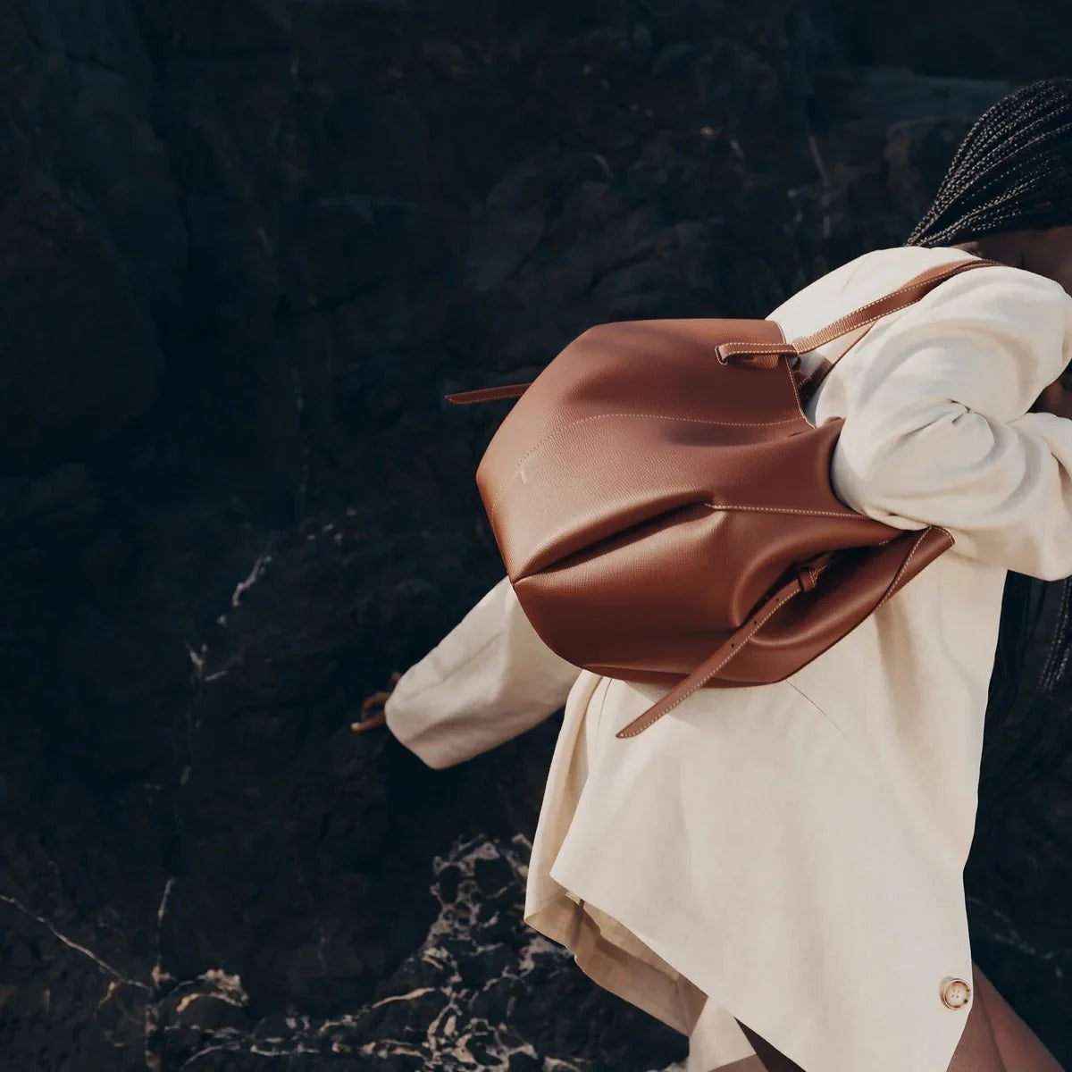 OUVALIA Luxury Edit | Polène Cyme Edition Textured Cognac