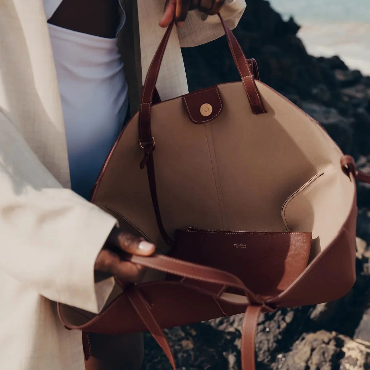 OUVALIA Luxury Edit | Polène Cyme Edition Textured Cognac