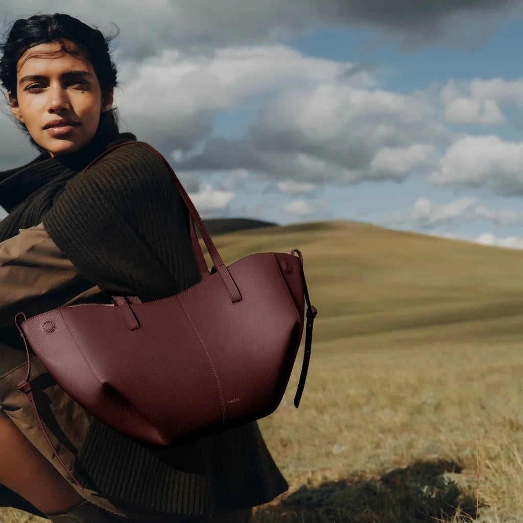 OUVALIA Luxury Edit | Polène Cyme Mini Edition Textured Black Cherry