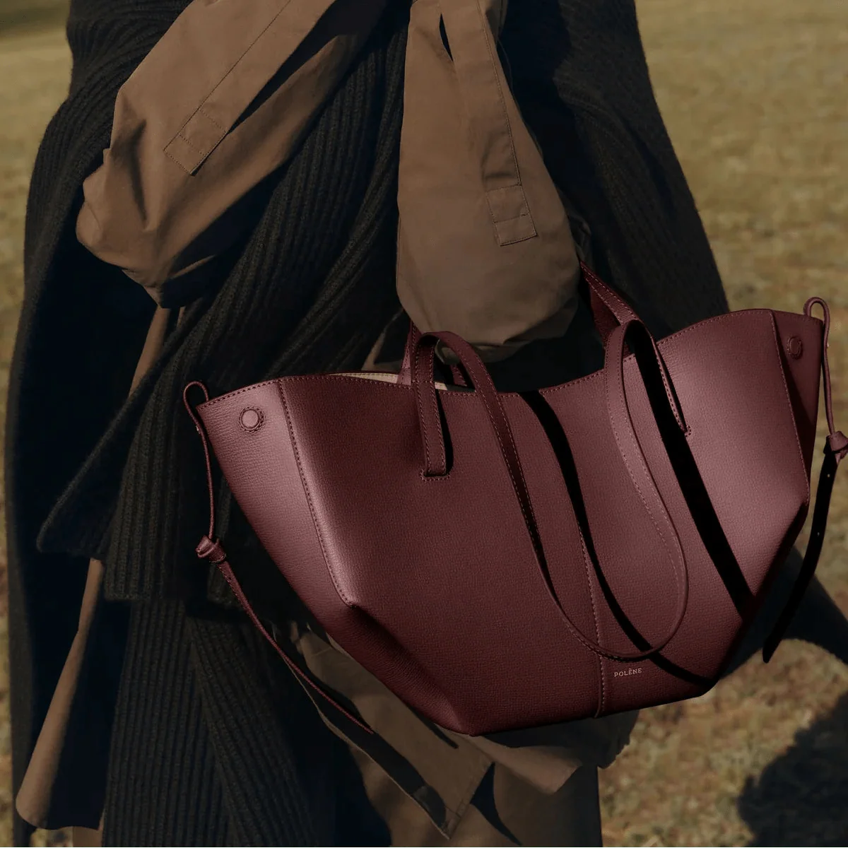 OUVALIA Luxury Edit | Polène Cyme Mini Edition Textured Black Cherry