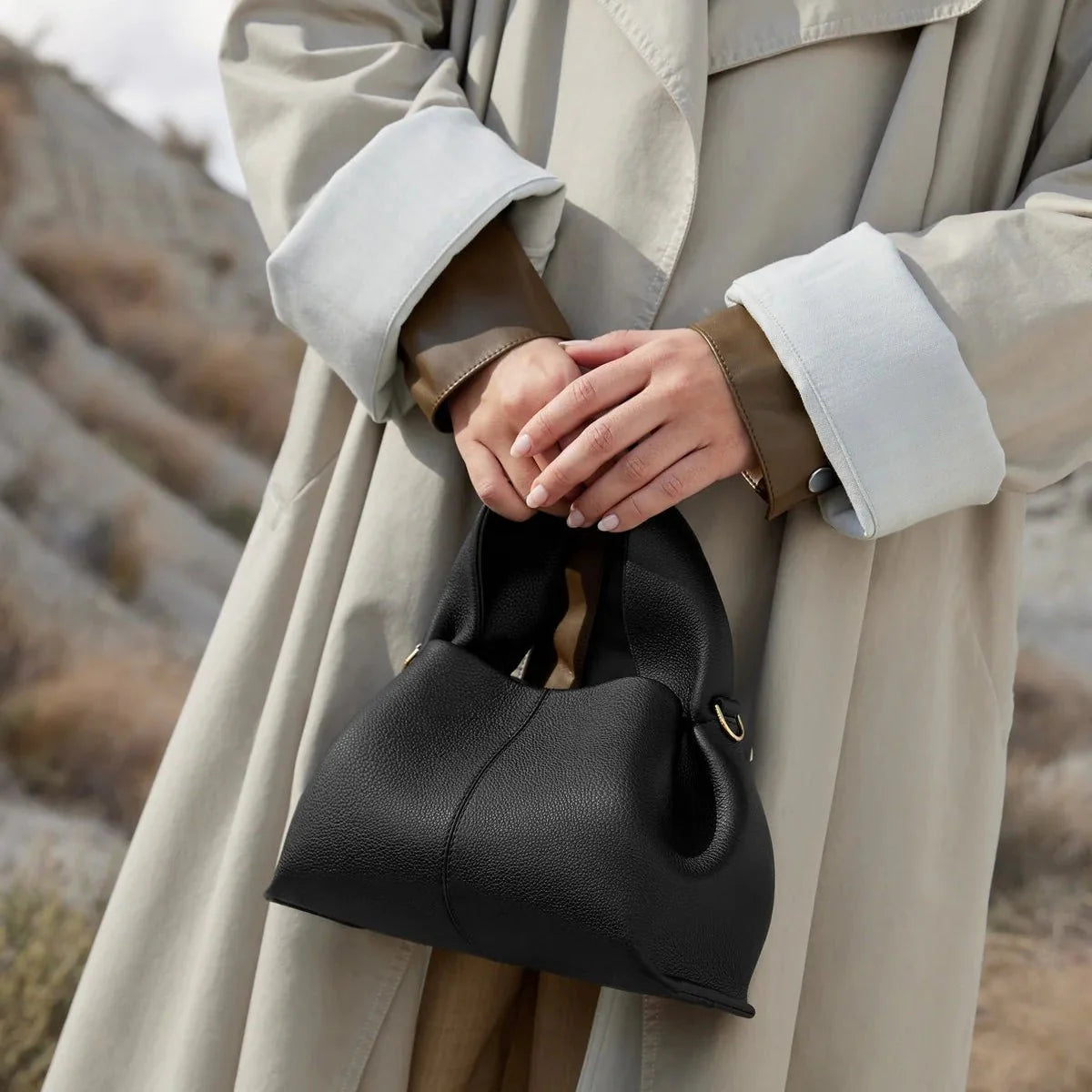 OUVALIA Luxury Edit | Polène Numéro Neuf Mini Edition Textured Black