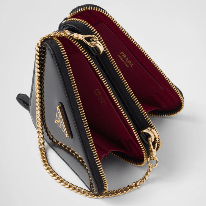 OUVALIA Luxury Edit | Prada Triangle-Logo Leather Mini Pouch