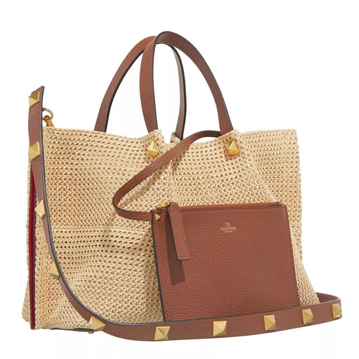 OUVALIA Luxury Edit | Valentino Garavani Medium Straw Summer Tote Natural