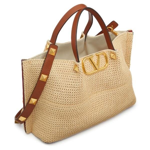 OUVALIA Luxury Edit | Valentino Garavani Medium Straw Summer Tote Natural