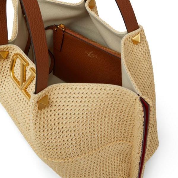 OUVALIA Luxury Edit | Valentino Garavani Medium Straw Summer Tote Natural