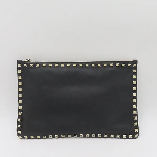 OUVALIA Luxury Edit | Valentino Garavani Rockstud Large Flat Pouch Bag - Black