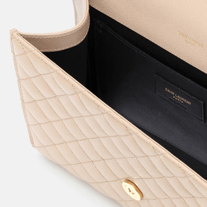 OUVALIA Luxury Edit | Yves Saint Laurent Cassandre Beige Quilted Leather Shoulder Bag