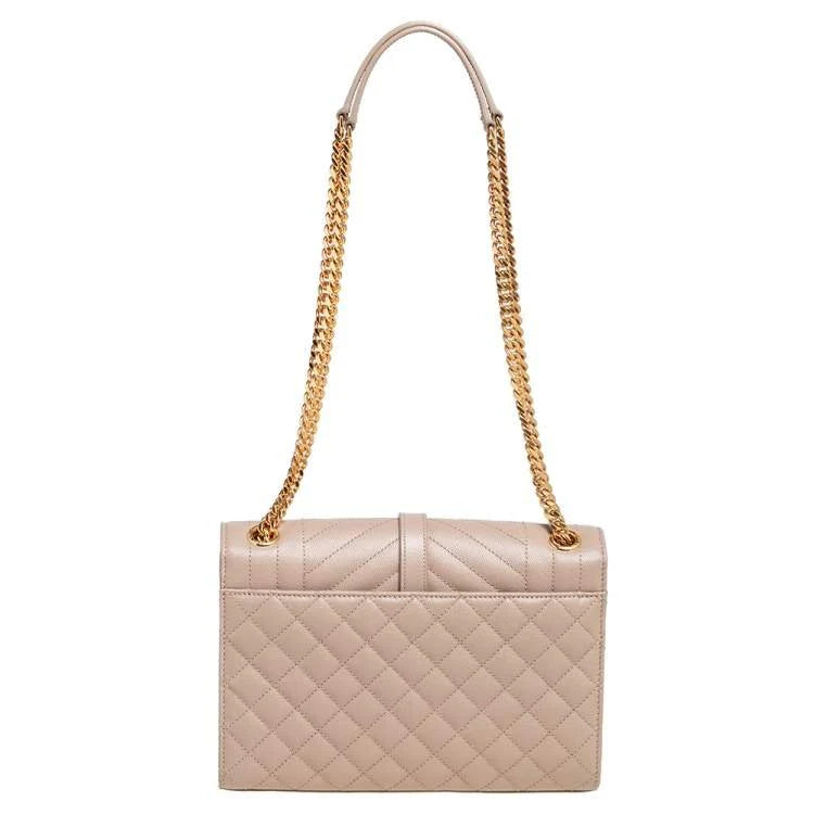 OUVALIA Luxury Edit | Yves Saint Laurent Cassandre Beige Quilted Leather Shoulder Bag