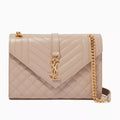 OUVALIA Luxury Edit | Yves Saint Laurent Cassandre Beige Quilted Leather Shoulder Bag