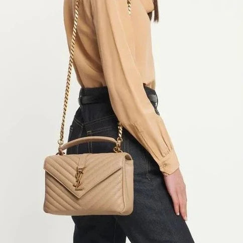 OUVALIA Luxury Edit | Yves Saint Laurent Collège Medium Leather Shoulder Bag