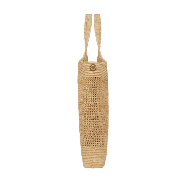 OUVALIA Luxury Edit | Yves Saint Laurent Icare In Raffia Naturel And Brown Gold
