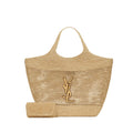 OUVALIA Luxury Edit | Yves Saint Laurent Icare In Raffia Naturel And Brown Gold